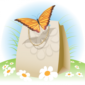 A vector illustration of butterfly on a paper bag