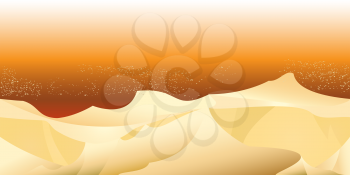 A vector seamless horizontal pattern of  sundown in sand desert