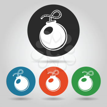 Bomb sign set. Bomb Icon in Flat style on various backgrounds. Vector illustration.