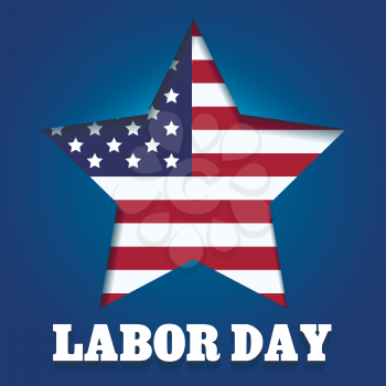 American Labor Day Emblem. American flag in star shape and wording Labor day.