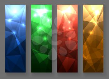Vertical Abstract polygonal banners collection. Vector illustration.