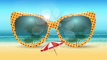 Summer background with sunglasses. Vacation Summer vector illustration.