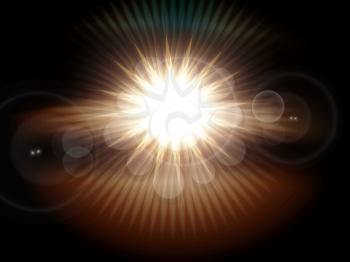 Beautiful Glowing star with lens flare Background. Vector Illustration
