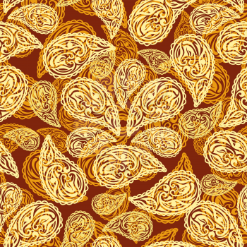 Abstract seamless Pattern with paisley motif. Vector illustration.