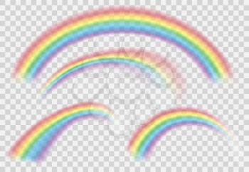 Set of Shine Rainbow isolated on transparent background. Vector illustration.