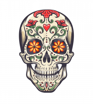 Sugar Skull decorated to Day of the Dead (Dia de los Muertos) sugar skull, or calavera. Vector illustration
