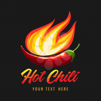 Burning Chili Pepper eblem or poster template.Vector illustration