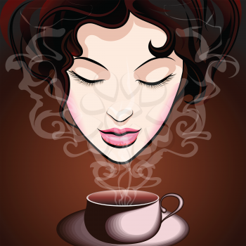 Beautiful young woman enjoying a cup of coffee