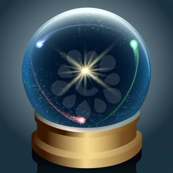 Illustration of Crystal ball with star and comets inside