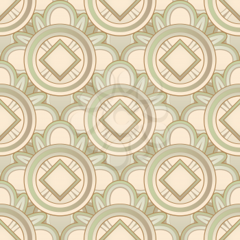 Sepia seamless medieval pattern with ethnicity motif. Vector illustration.