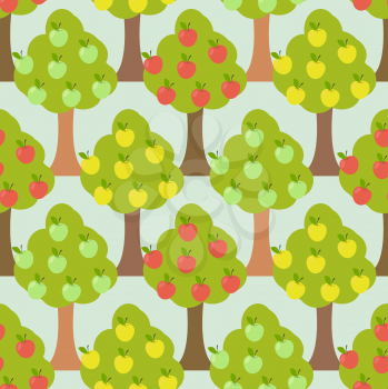 Apple tree seamless pattern. Orchard background