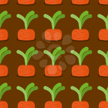 Carrot seamless pattern. Plantation carrots vector background. Garden with vegetables. Retro fabric ornament
