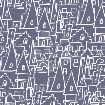 Royal Castle with towers seamless pattern. Vector background of old buildings