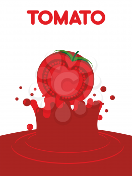 Tomato juice falls. Splash of tomato juice. Vector illustration of a drink