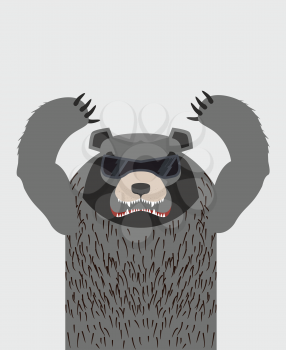 Angry grizzly bear with glasses. Vector illustration