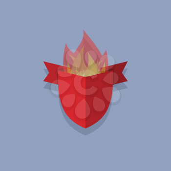  shields with fire. element heraldic