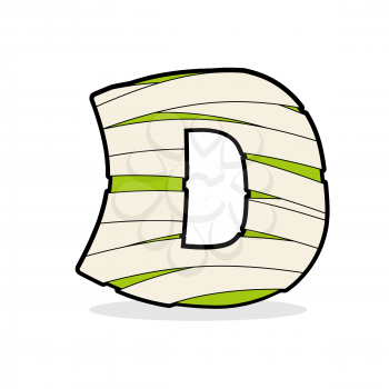  Letter D Mummy. Typography icon in bandages. Egyptian zombie template elements alphabet. ABC concept type as logotype.