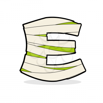 Letter E Monster zombie. Alphabetical icon medical bandages. Egyptian concept of template elements ABC.
