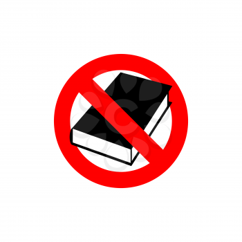 Stop  book. It is forbidden to read. Frozen silhouette books in cover. Logo educations. Red forbidding character. Ban available information