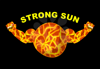 Strong sun. Planet bodybuilder with big muscles. Vector illustration

