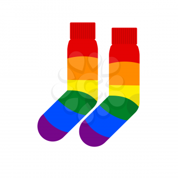 Socks with LGBT flag. Rainbow colored socks gay. Vector illustration
