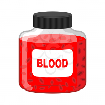 Blood Bank. Bottle of Red liquid-lymph. Vector illustration. Gift vampire

