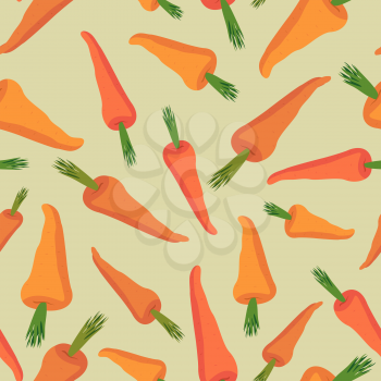 Carrot seamless pattern. Vegetable vector background Orange carrots
