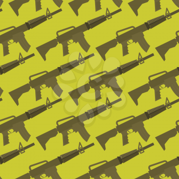 Automatic gun seamless pattern. Military background. Weapons ornament. Many Army M16 rifle.
