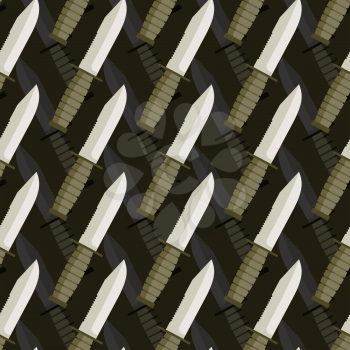 Military dagger seamless pattern. 3d background of knives. Army ornament.
