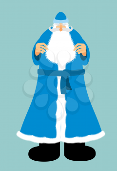 Russian Santa Claus in blue clothes. New year old man with beard and mustache. Christmas character
