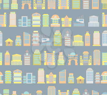 City background. Buildings. Skyscrapers and public buildings. Office and Government buildings seamless pattern.
