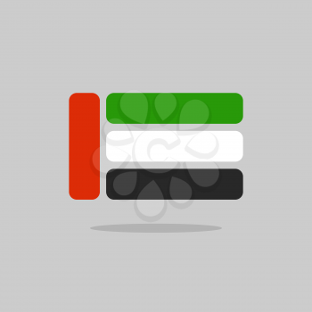 UAE flag, stylized flag of United Arab Emirates from geometry. Vector illustration
