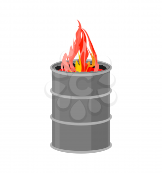Barrel with fire. Fire for  homeless to become warmer. Vector illustration
