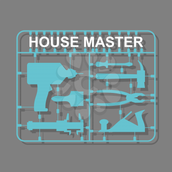 Construction tools Plastic model kits. Set for men-House master. Vector illustration
