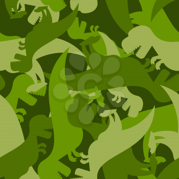 Military pattern dinosaur. Army texture of Tyrannosaurus. Camo background of t-Rex. Soldier ornament of prehistoric Raptor.
