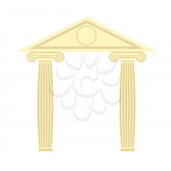Greek Portico. Greek temple. Two column and roof. Vector illustration of ancient architecture.
