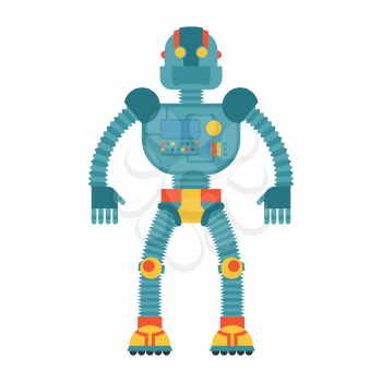 Robot. Retro toy. Cyborg technological machine. Humanoid machine of future.