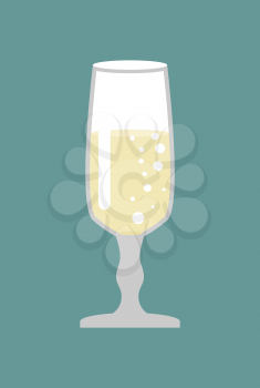 Glass of champagne. Glass for wine. Bowl with white sparkling wine
