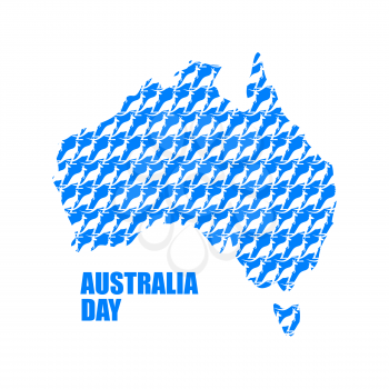 Australia Day. Map of Australia from kangaroo. Continent States and wild marsupial animal. National holiday in Australia.
