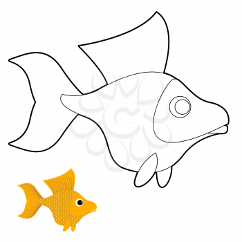 Goldfish coloring book. Fantastic yellow fish. Vector illustration
