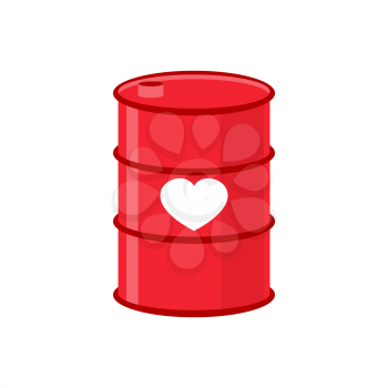 Barrel of love. Red iron barrel with  heart. Supply of love. Element for Valentines day.

