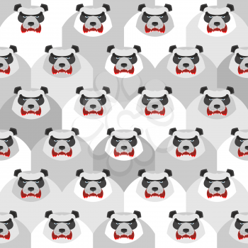 Angry Panda. Seamless vector pattern of ferocious bears. Vector background animals
