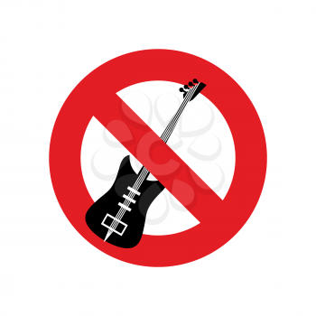 Stop music. Ban for rock music. Red forbidding character. Forbidden electric guitar.
