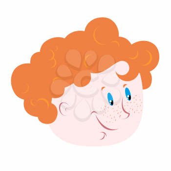Red-haired boy with freckles. Head of  lovely child. Person for good character. Funny portrait of child freckled
