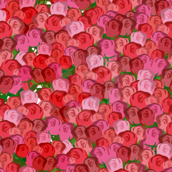 Red and pink roses seamless pattern. Vector floral background of rose buds.
