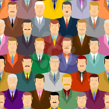 People seamless pattern. Men with moustaches and wearing costumes. Office workers.