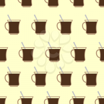 Coffee Mugs, Cup seamless pattern. Coffee vector background.
