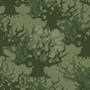 Military camouflage background of old trees. Protective seamless pattern. Army structure for soldiers clothes.
