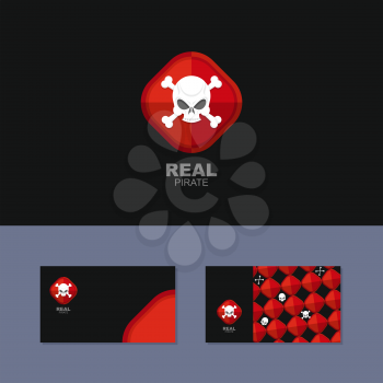 Logo Pirate, business card for real pirate. Skull and bones