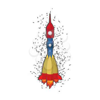 Rocket space ship on a white background. Vector illustration.
